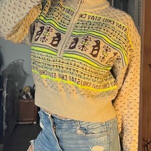 BDG Beige Penguins Women's Turtleneck Sweater S